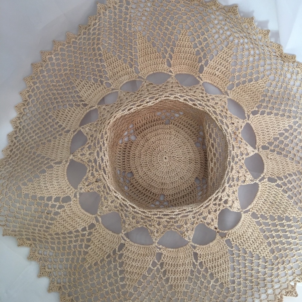 Vintage 1970s floppy ivory Sun hat Boho Festival - Picture 6 of 7